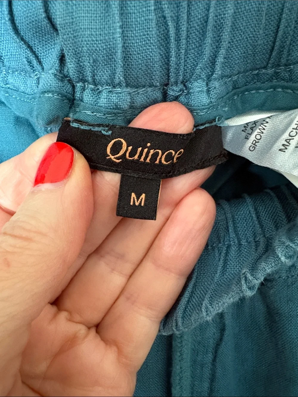 Quince Teal Wide-Leg Drawstring Pants